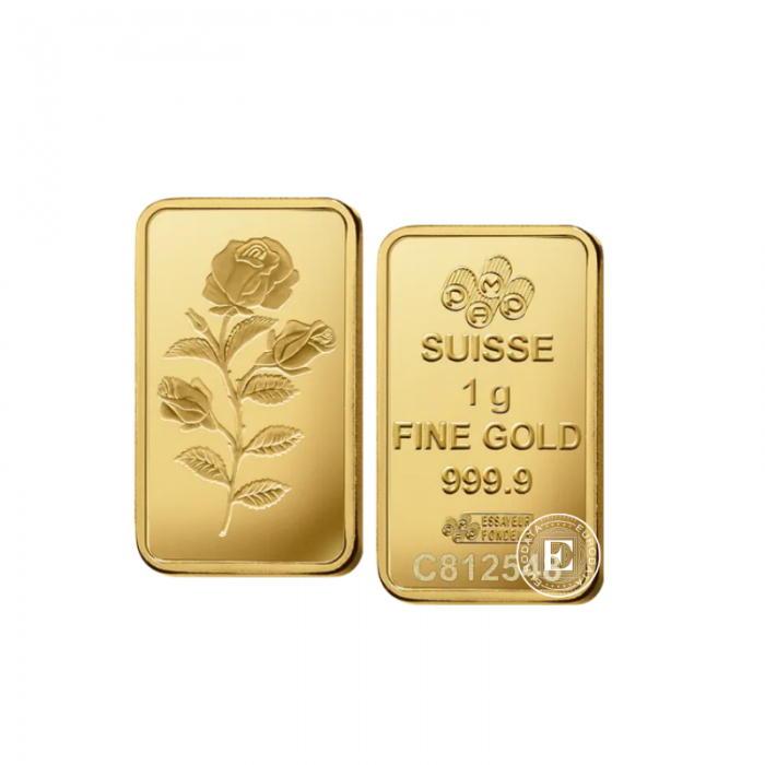 1 g investicinio aukso luitas Rose, PAMP 999.9