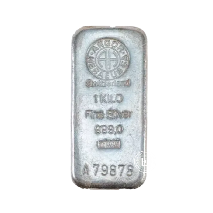 1 kg sztabka srebra Argor Heraeus 999