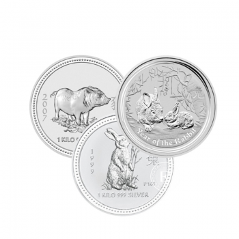 1 kg sidabrinė moneta LUNAR serija, Australija (atsitiktiniai metai)