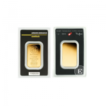 1 oz (31.10 g) investicinio aukso luitas, Argor-Heraeus 999.9