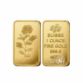 1 oz (31.10 g) investicinio aukso luitas Rose, PAMP 999.9