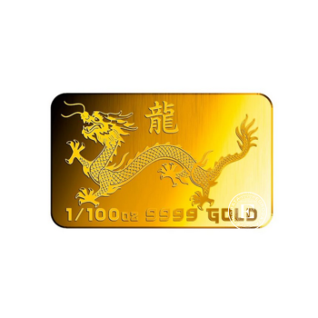 1/100 oz investicinio aukso luitas Kinų drakonas, Private Mint 999.9
