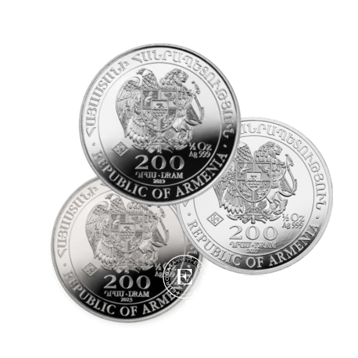 1/2 oz (15.55 g) sidabrinė moneta Nojaus arka, Armėnija (atsitiktiniai metai)