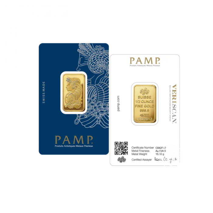 1/2 oz (15.55 g) gold bar, PAMP 999.9