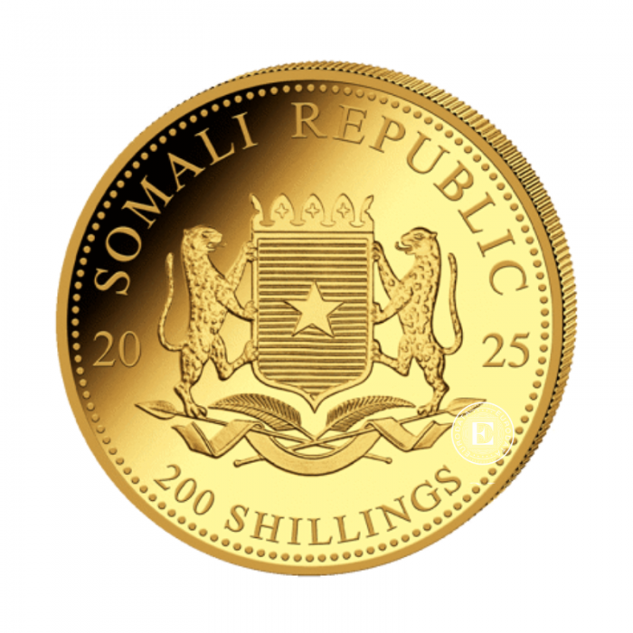 1/4 oz (7.78 g)  złota moneta Afrykańska przyroda - Słoń, Somalia 2025
