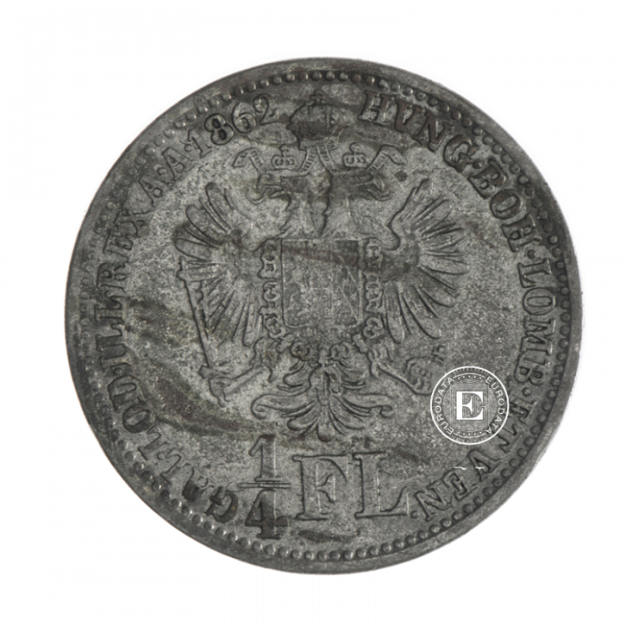 1/4 guldenų (5.26 g) sidabrinė moneta  - A, Austrija 1862
