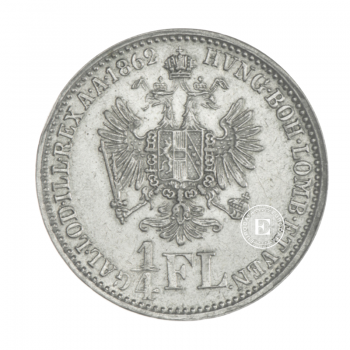 1/4 guldenų (5.31 g) sidabrinė moneta  - A, Austrija 1862