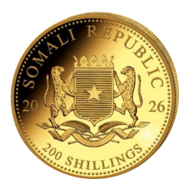 1/4 oz (7.78 g) auksinė moneta Afrikos laukinė gamta - Dramblys, Somalis 2026