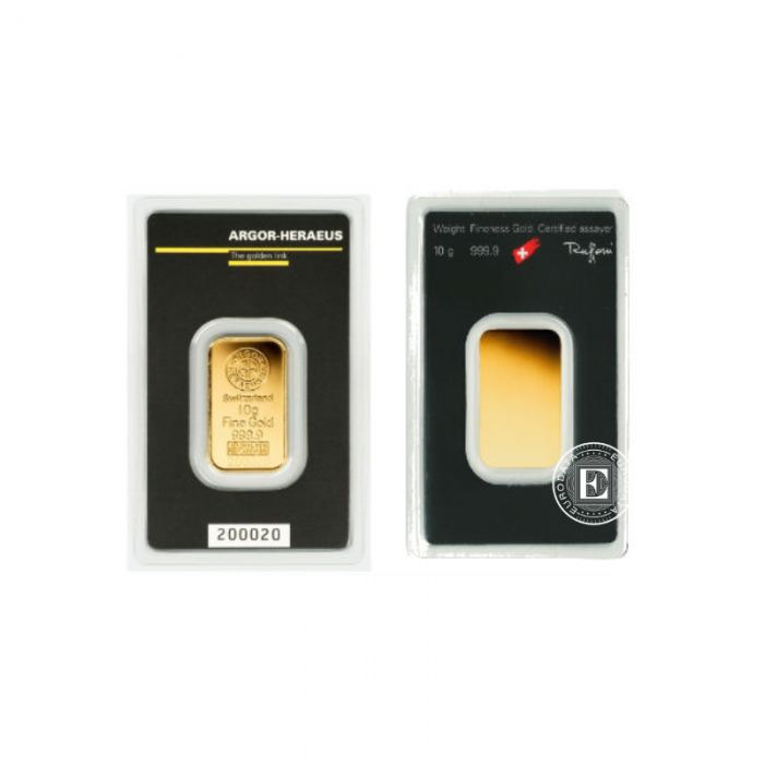 10 g  gold bar, Argor-Heraeus 999.9