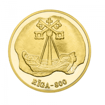 10 latų (1.24 g) auksinė PROOF moneta Aukso istorija, Latvija 1998