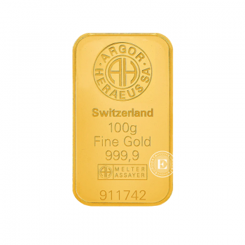 100 g gold bar, Argor Heraeus 999.9