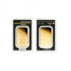 100 g investicinio aukso luitas, Argor Heraeus 999.9