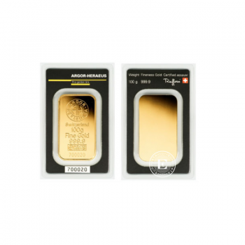 100 g gold bar, Argor Heraeus 999.9