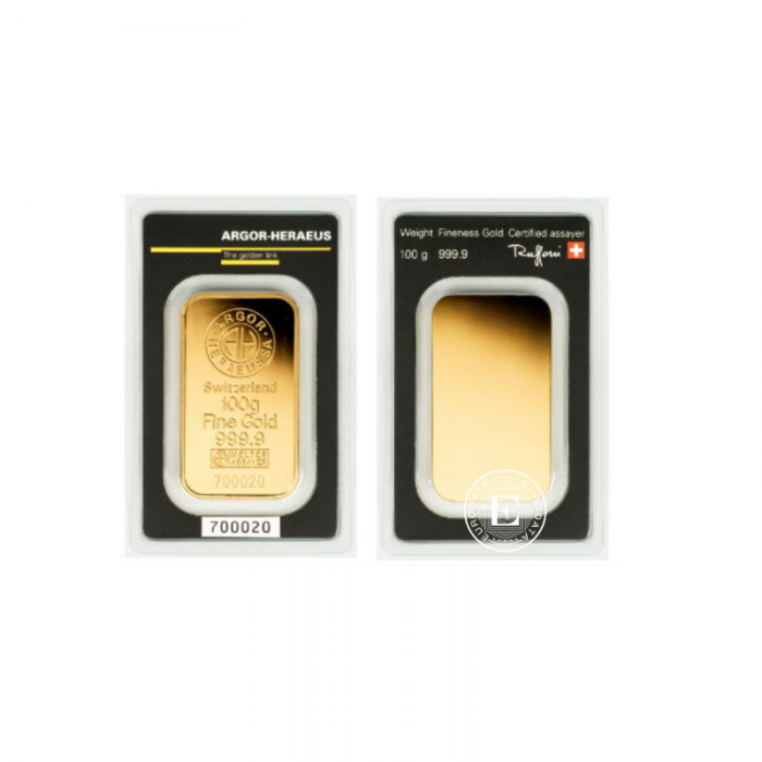 100 g gold bar, Argor Heraeus 999.9