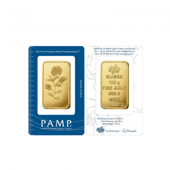 100 g investicinio aukso luitas Rose, PAMP 999.9