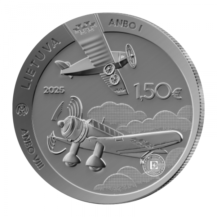 1.5 Eur (11.10 g) silver coin ANBO aircraft 100 years, Lithuania 2025