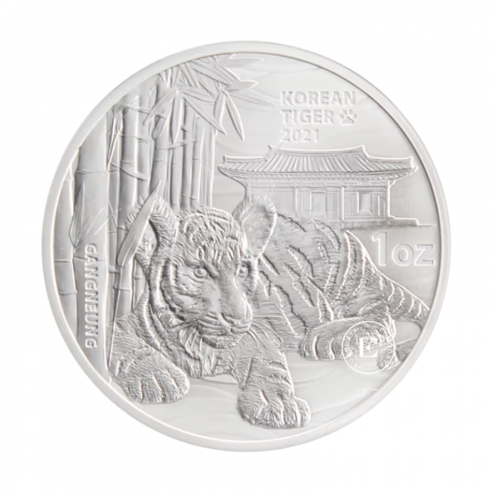 1 oz  (31.10 g) sidabrinė moneta Korean Tiger, Pietų Korėja 2021