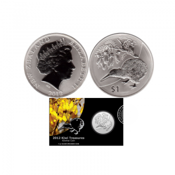 1 oz(31.10 g) Silbermünze auf der Karte Kiwi, Neuseeland 2012