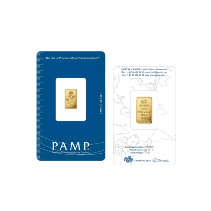 2.5 g investicinio aukso luitas Rose, PAMP 999.9