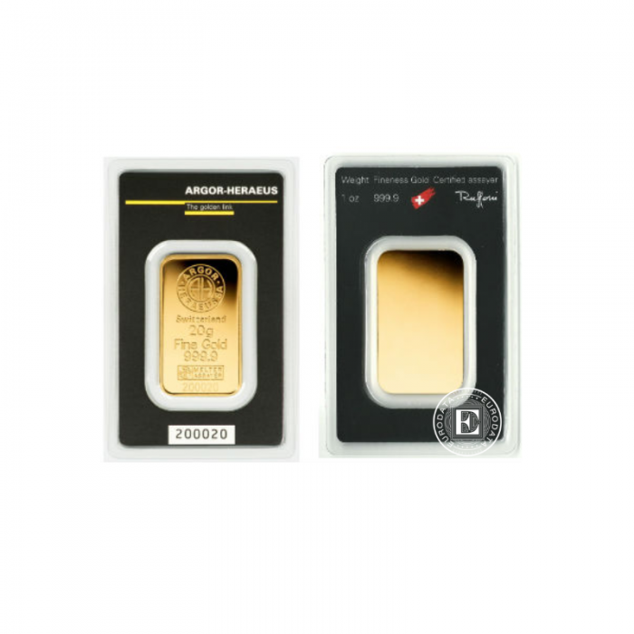 20 g investicinio aukso luitas Argor-Heraeus 999.9