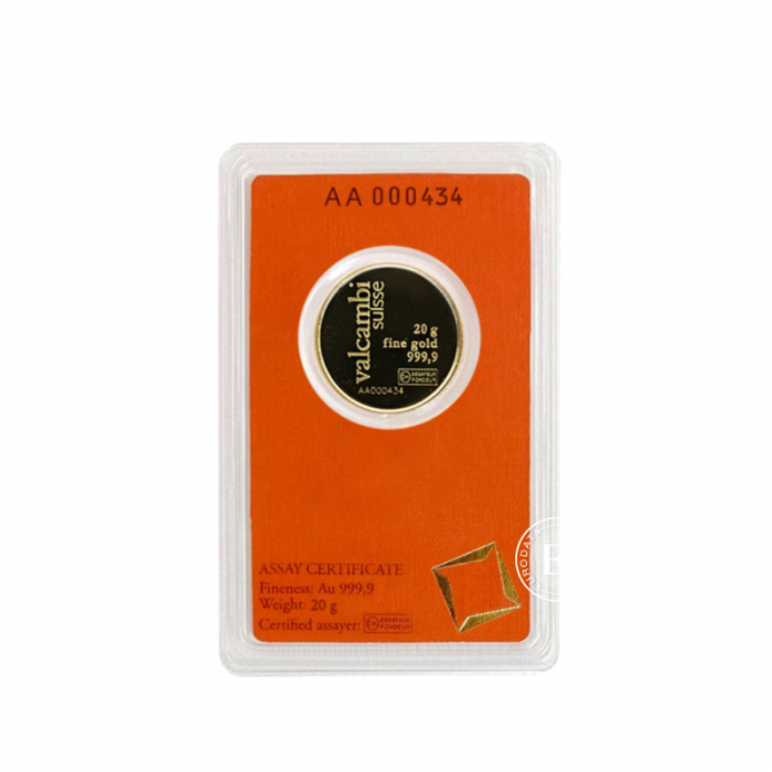 20 g investicinio aukso luitas Valcambi 999.9 (round)