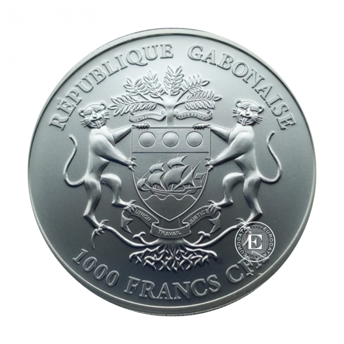 1 oz (31.10 g) silbermünze Springbok, Gabon 2012