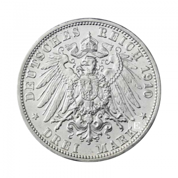3 markių (15  g) sidabrinė moneta Empire, Vokietija 1908 - 1915  (atsitiktinis dizainas)
