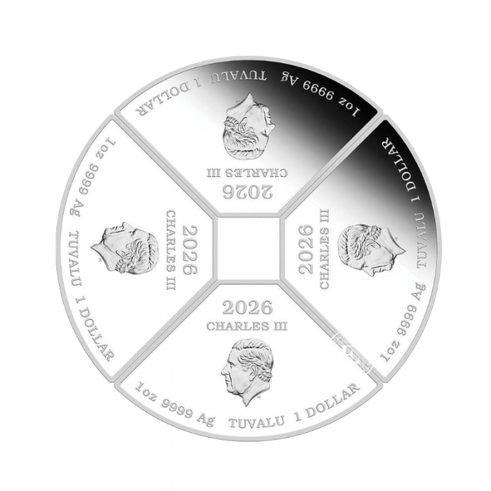 4 oz (124.40 g)  zestaw monet PROOF srebrnych Lunar III -  Horse, Tuvalu 2026 (z certyfikatem)