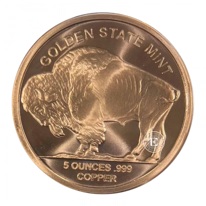 5 oz (155.50 g) copper coin Buffalo, USA (random year)
