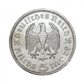 5 markių (12.5 g) sidabrinė moneta Reichsmark, Vokietija (1933 - 1939)