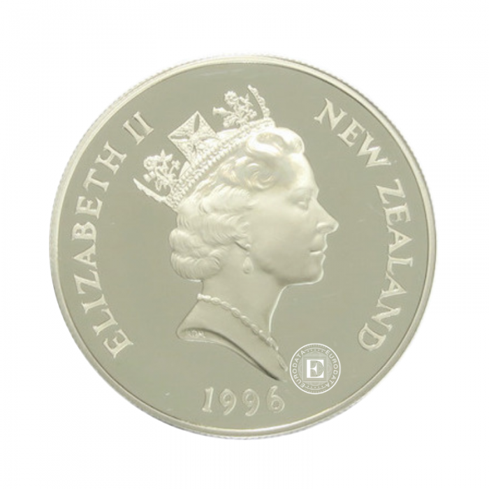5 dollar (28.28 g) pièce d'argent PROOF Queen Elizabeth II 70th Birthday,  Nouvelle-Zélande 1996