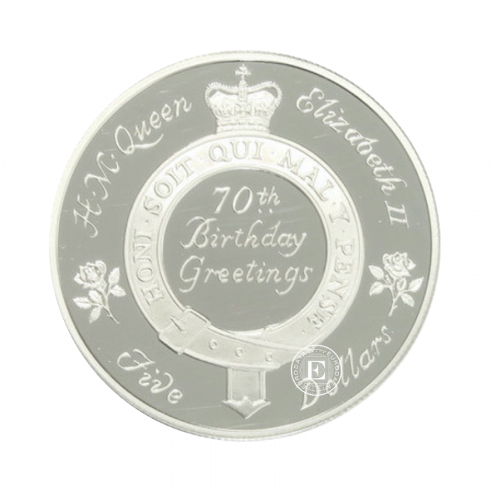 5 dollar (28.28 g) pièce d'argent PROOF Queen Elizabeth II 70th Birthday,  Nouvelle-Zélande 1996