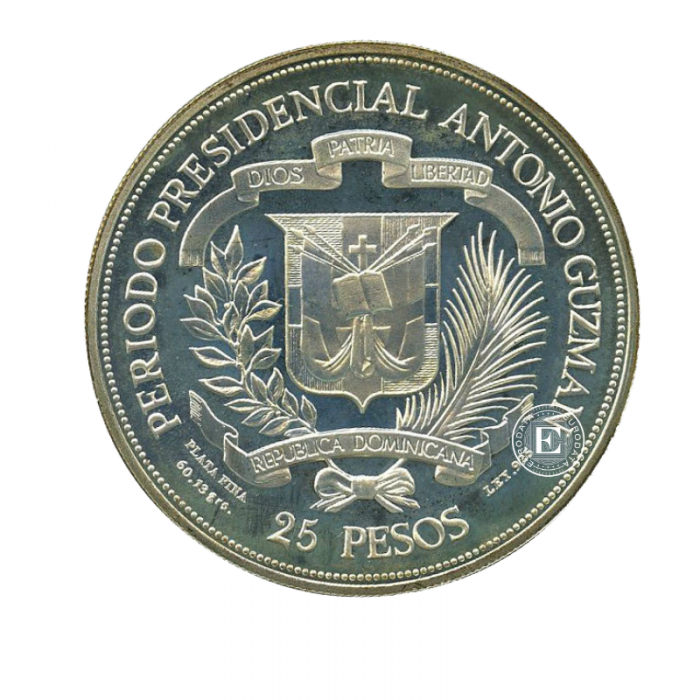25 pesos (60.13 g) silbermünze PROOF Visit of Pope John Paul II, Dominikanische Republik 1979