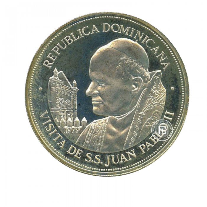 25 pesos (60.13 g) silbermünze PROOF Visit of Pope John Paul II, Dominikanische Republik 1979