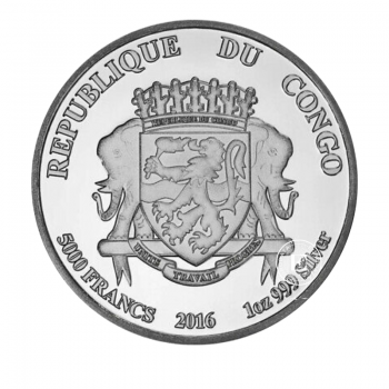 1 oz (31.10 g)  srebrna moneta Lion, Republika Konga 2016