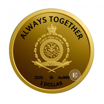 1 dolerio (1.24 g) auksinė PROOF moneta Angeliuko brolis, Niujė 2025