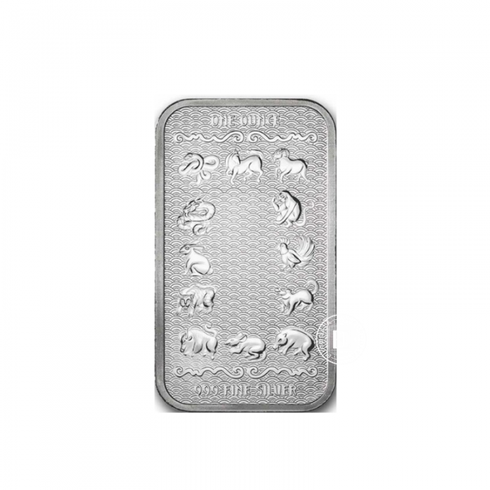 1 oz  (31.10 g)  silver bar The Lunar - Horse, APMEX 999