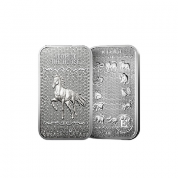 1 oz  (31.10 g)  silver bar The Lunar - Horse, APMEX 999