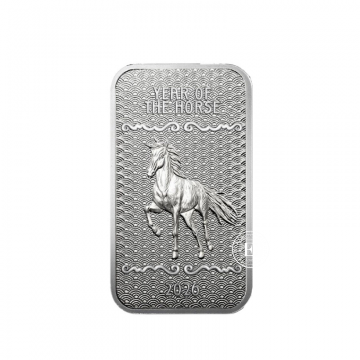 1 oz  (31.10 g)  silver bar The Lunar - Horse, APMEX 999