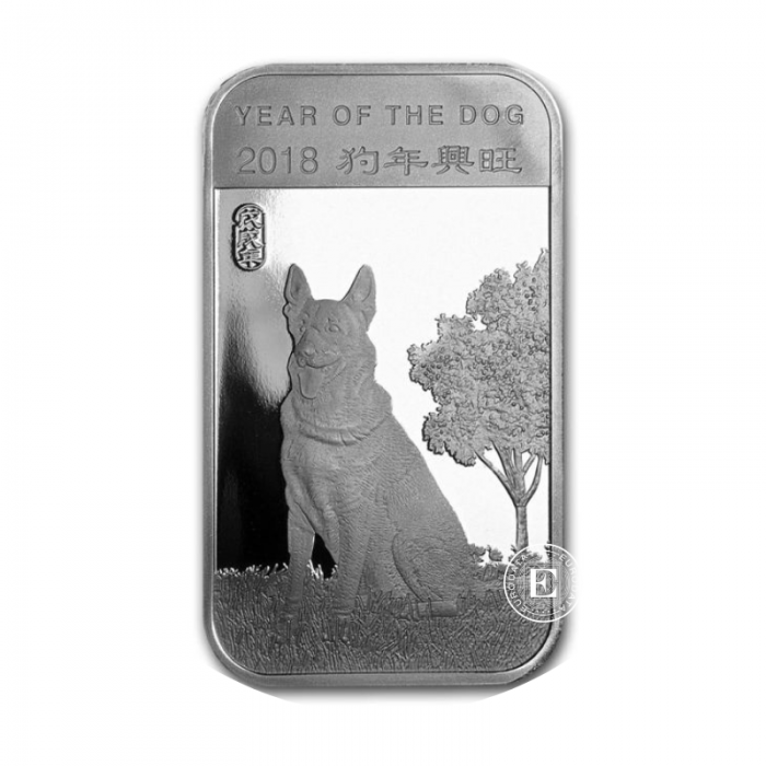 1 oz  (31.10 g) sidabro luitas Lunar - Šuns metai, APMEX 999