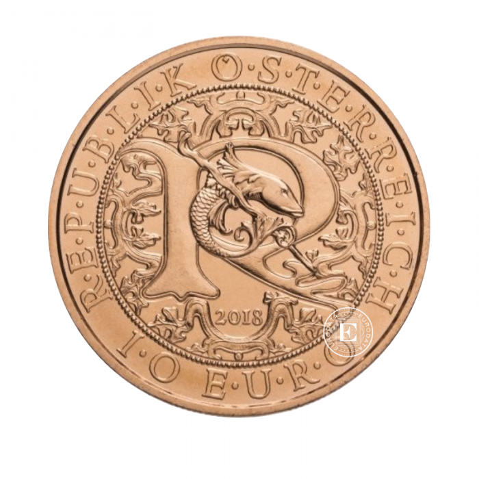 10 Eur copper coin Archangel Rafael, Austria 2018