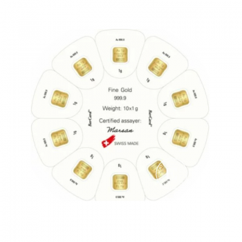 10 x 1 g lingot d'or Goldseed, Argor Heraeus 999.9