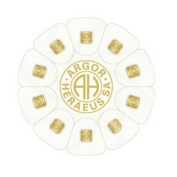 10 x 1 g  goldbar Goldseed, Argor Heraeus 999.9