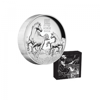 1 oz (31.10 g) sidabrinė PROOF moneta Lunar III -  Arklio metai, Australija 2026 (aukštas reljefas)