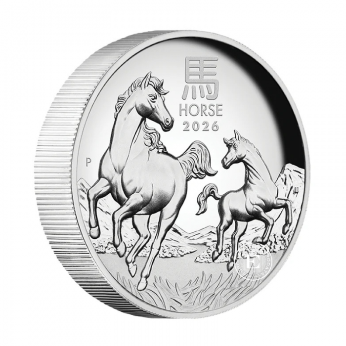 1 oz (31.10 g) sidabrinė PROOF moneta Lunar III -  Arklio metai, Australija 2026 (aukštas reljefas)