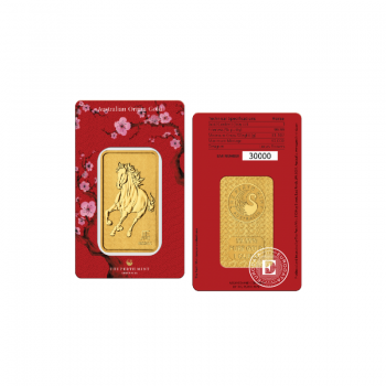 1 oz (31.10 g) investicinio aukso luitas Arklio metai, Perth Mint 999.9