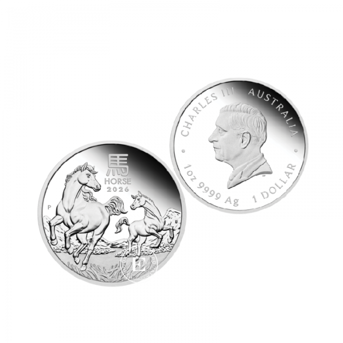 3 oz (93.30 g) zestaw monet PROOF srebrnych Lunar III -  Horse, Australia 2026 (z certyfikatem)