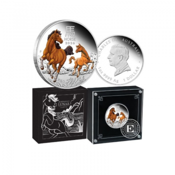 1 oz (31.10 g) sidabrinė spalvota PROOF moneta Lunar III -  Arklio metai, Australija 2026 (su sertifikatu)