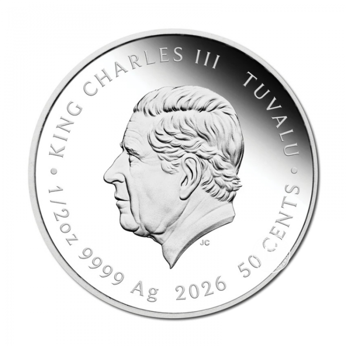 1/2 oz (15.55 g) sidabrinė PROOF spalvota moneta Arklio metai  -  Horse Baby, Tuvalu 2026 (su sertifikatu)