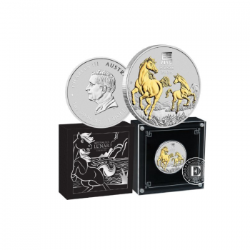 1 oz (31.10 g) sidabrinė PROOF moneta Lunar III -  Arklio metai, Australija 2026 (dalinai paauksuota)